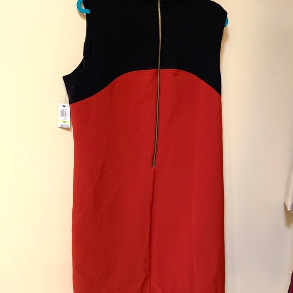 Brick Red/ Black Color Block A-line Dress - Picture 3 of 6